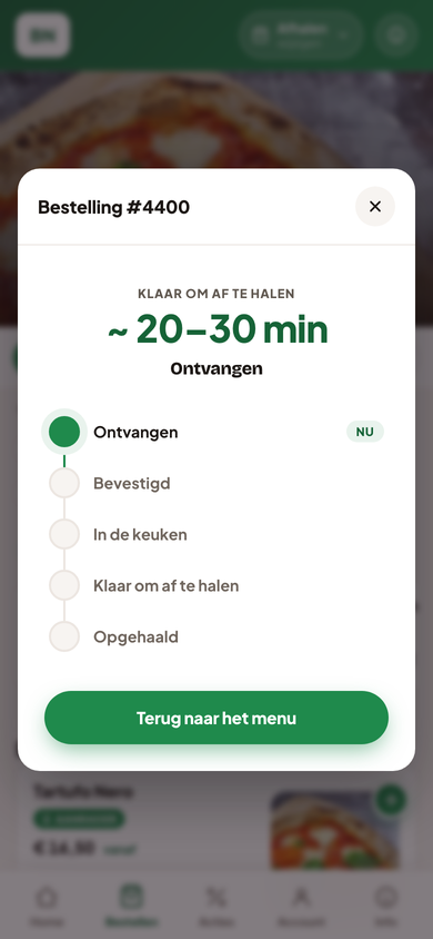 Bestelling volgen op de bestelsite, op een telefoon